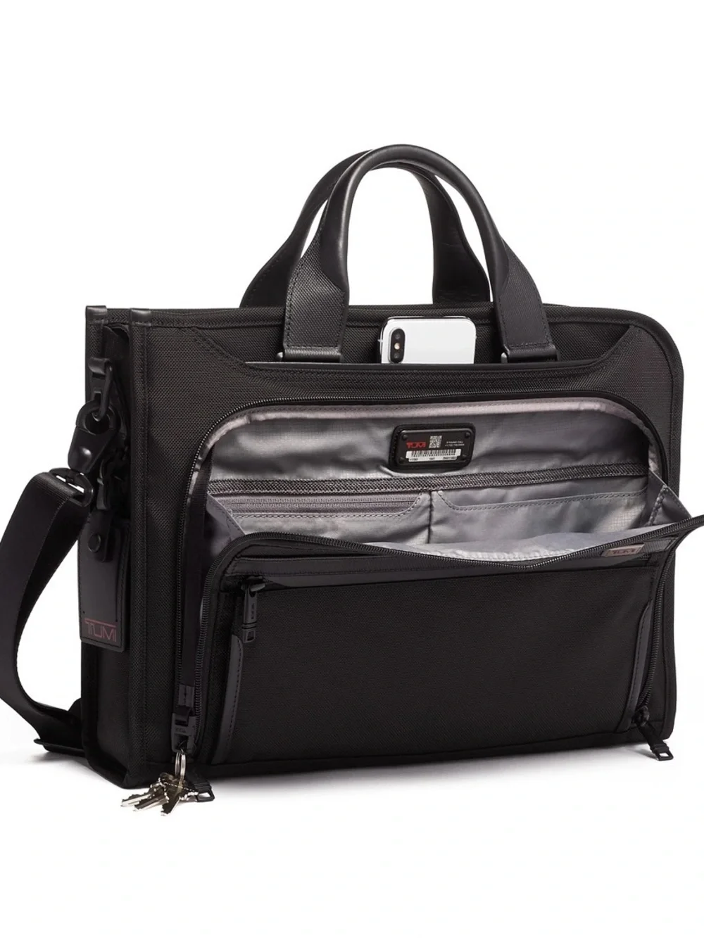 Tumi Black Nylon Laptop Briefcase with Adjustable Strap